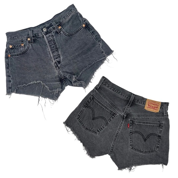 Levi’s 501 Shorts Demin Cutoff Distressed Frayed 90s Raw Hem Faded Black 27 - Picture 14 of 15